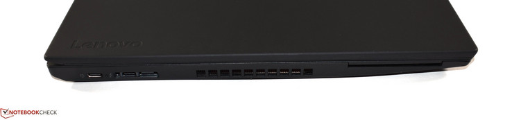 Left: USB 3.1 Type C, Thunderbolt/docking port, mini Ethernet, smartcard reader