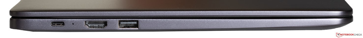 Côté gauche : USB C 3.1 Gen 1, HDMI, USB A 3.0.