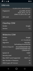 Asus Zenfone Max M2 - Compatibilité Widevine CDM L1.