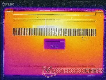 Dell XPS 15 7590 - Relevé thermique : Système au ralenti (au-dessous).