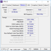 Dell G7 15 - CPU-Z : mémoire vive.