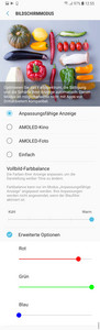 Réglages optimisés de l'écran adaptatif du Samsung Galaxy S9.