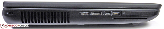 Côté gauche : USB 3.0, DisplayPort, Thunderbolt, USB 3.0, lecteur de cartes à puce, ExpressCard.