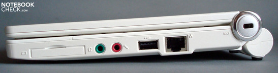 Right: Expresscard/34 Slot, Audio, USB, LAN
