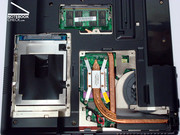 De gauche à droite: disque dur, RAM et CPU et système de ventilation