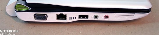 Left side: VGA, LAN, USB, audio ports, Multi-Cardreader
