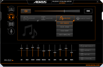 Aorus Audio avec égaliseur et profils préréglés