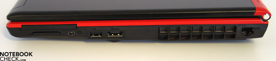 Right: ExpressCard, 4in1 Cardreader, 2x USB 2.0, LAN