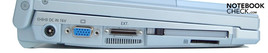 Left: Power socket, VGA, docking, port / fan, PC card slot, SDHC cardreader