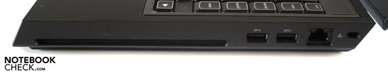 Right side: optical drive, 2x USB 3.0, RJ-45 Gigabit LAN and Kensington Lock