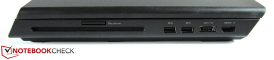 Coté droit: lecteur optique, lecteur de carte, 2x USB 3.0, eSATA / USB 2.0, HDMI-In