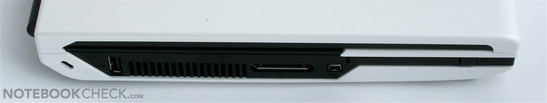 Left side: Slot-in DVD drive, USB/eSATA, LAN