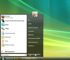 The start menu on Windows Vista with its practical search bar
