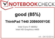 En test : Lenovo Thinkpad T440 (20B6005YGE), merci à : notebooksandmore.de