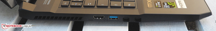 left: HDMI, USB 3.0, 2x mini DisplayPort