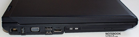 Gauche: LAN, USB, VGA, 2x USB, HDMI, lecteur optique