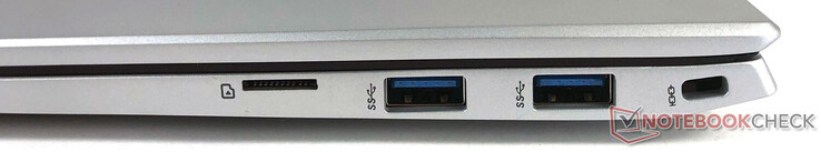 A droite : 2x USB-A, 1x microSD, 1x emplacement Kensington