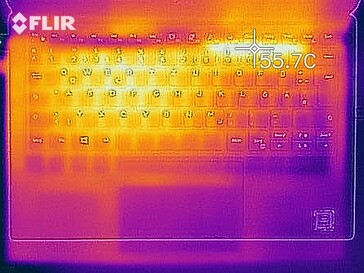 Dell XPS 13 9380 - Relevé thermique stress test (au-dessus).