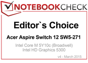 Prix des Editeurs Mars 2015 : Acer Aspire Switch 12 SW5-271