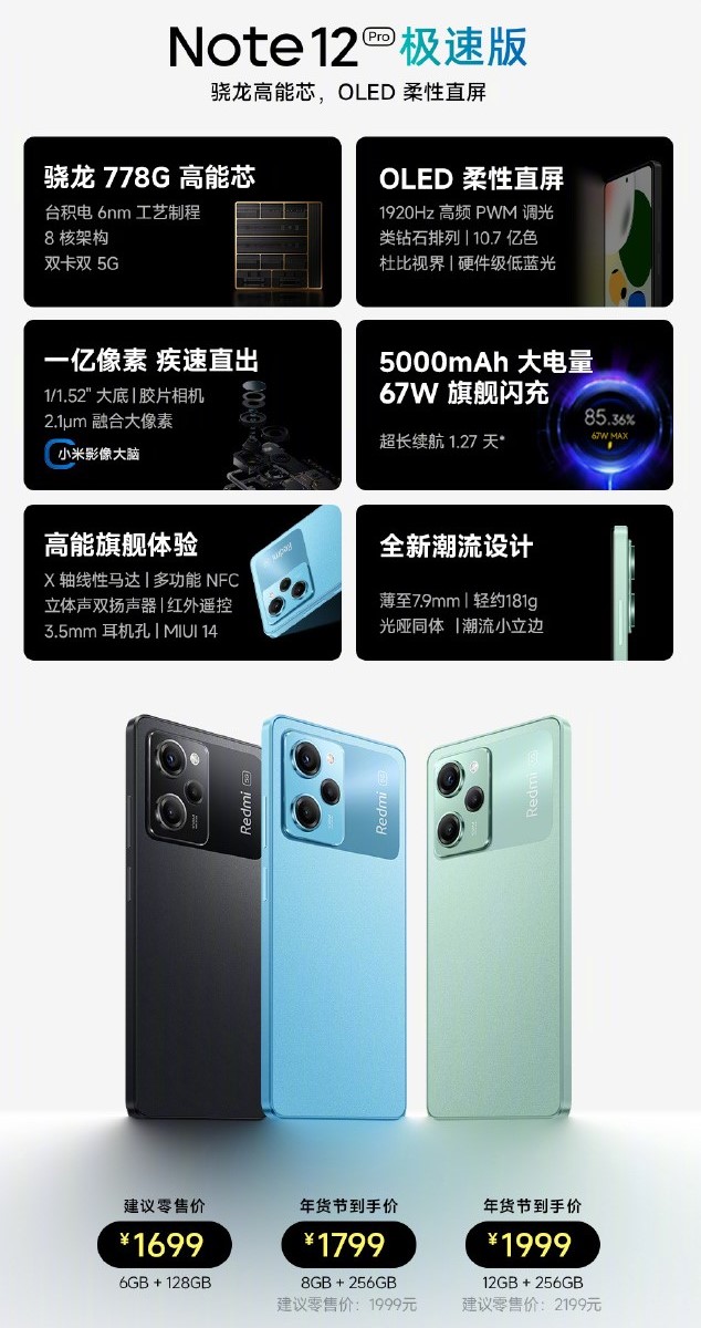 Le nouveau Note 12 Pro Speed Edition. (Source : Redmi via Weibo)