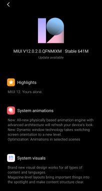 V12.0.2.0.QFNMIXM a atteint la Mi Note 10 Lite. (Source de l'image : Mi Community)
