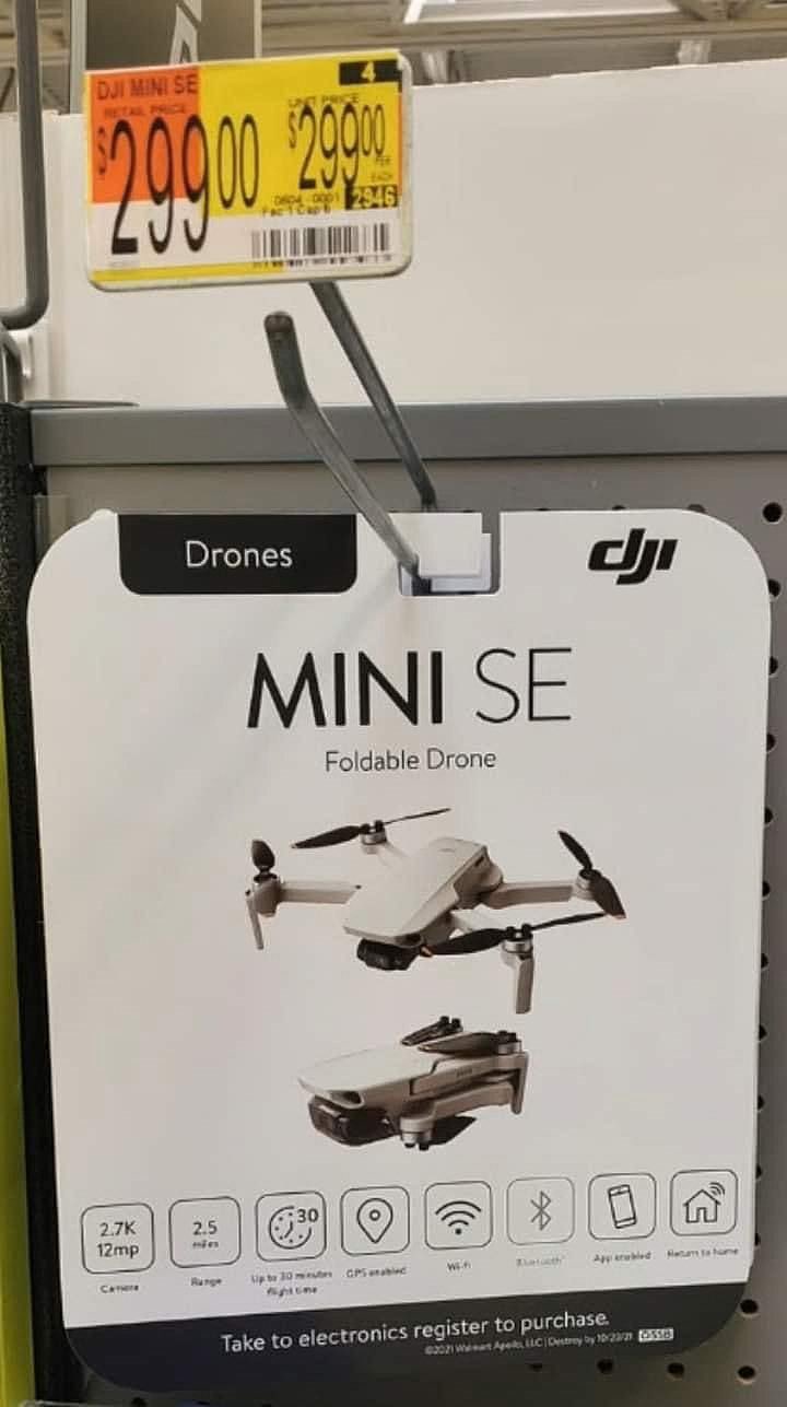 Une carte de vente pour un DJI Mini SE pourrait avoir été stockée par accident. (Source : @GAtamer via Twitter)