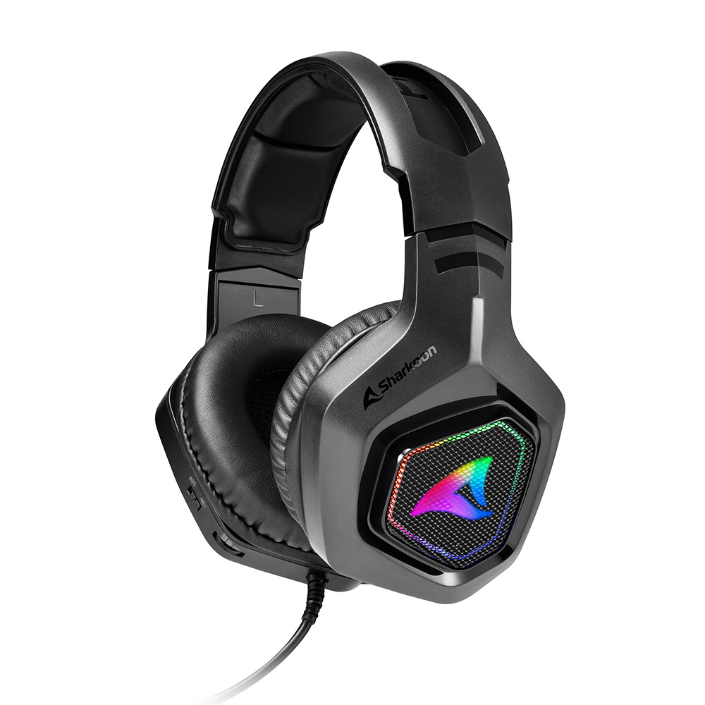 Casque Gaming Sharkoon Rush ER3 Stéréo - Micro Pivotant, Bandeau Rembourré - Compatible PC, Noir - Confort Longue Durée