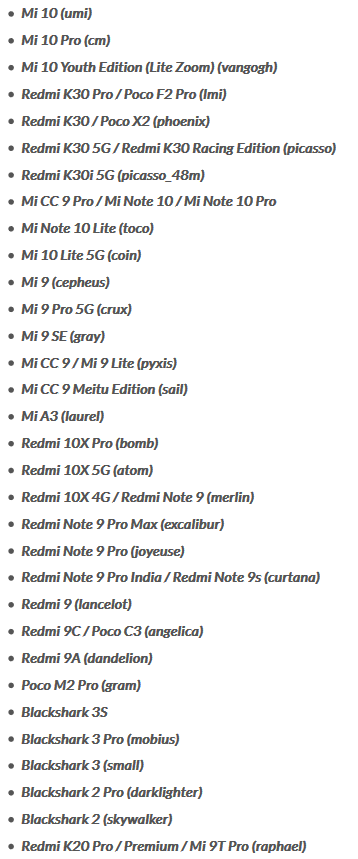 Ces appareils sont éligibles pour la mise à jour MIUI 12 basée sur Android 11 (image via Piunikaweb)