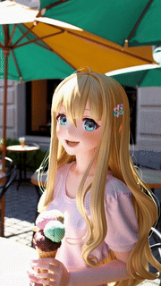 "Anime girl licking an ice cream cone" ne donne lieu à aucune action de consommation. (Source de l'image : Bing Video Creator)
