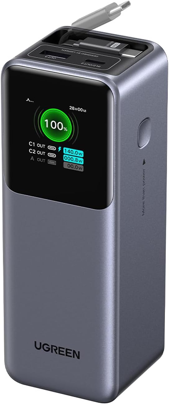 La banque d'énergie Ugreen Nexode avec câble rétractable. (Source de l'image : Ugreen)