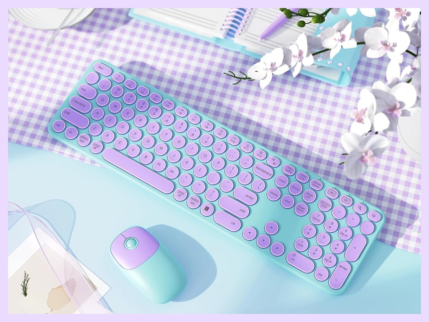 Le clavier et la souris sans fil WGJP-073-3-SD de Seenda Creative sont très jolis. (Source de l'image : Seenda Creative via Amazon)