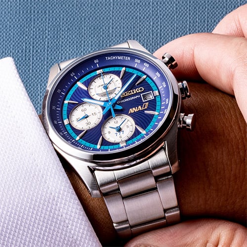La montre de collaboration Seiko x ANA 7T92-0000. (Source de l'image : Seiko)