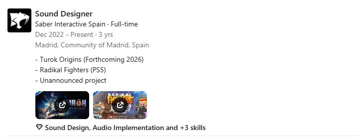 Capture d'écran montrant la date de sortie potentielle de Turok : Origins sur LinkedIn. (Source de l'image : LinkedIn)