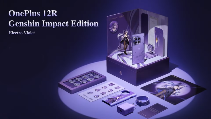 Le 12R Genshin Impact Edition et sa boîte cadeau. (Source : OnePlus)
