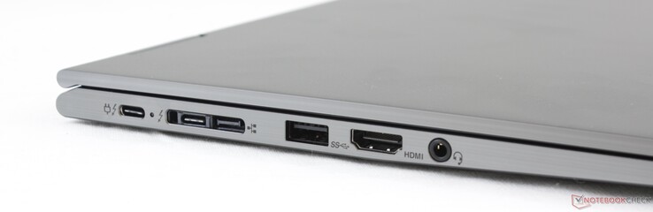 Côté gauche : 2 USB C Gen. 2 + Thunderbolt 3, Lenovo Side Dock, USB A 3.1 Gen. 1, HDMI 1.4b, prise jack.