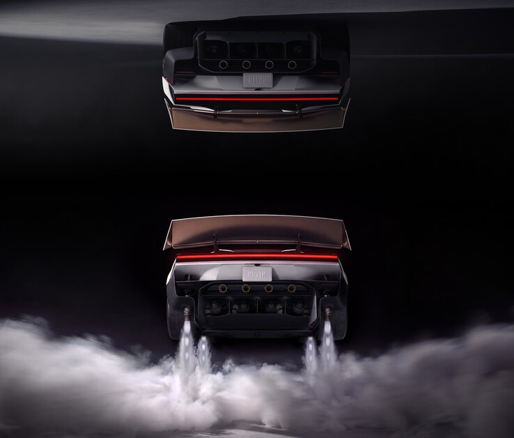 Le modèle Tesla Roadster EV Rocket utilise 10 propulseurs à gaz froid pour voler dans les airs.