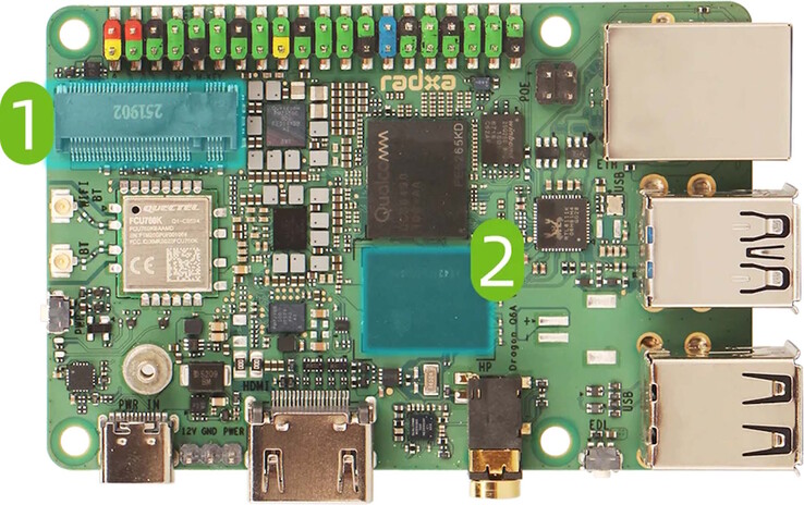 Vue des broches d'E/S et du module de mémoire