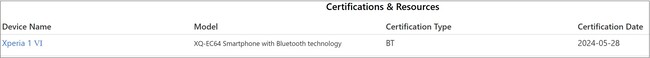 Record pour la version américaine du Xperia 1 VI. (Source de l'image : device.report)