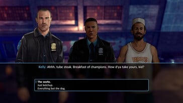 Les choix basés sur le dialogue révèlent la dynamique des personnages dans The Precinct (Image source : Fallen Tree Games)
