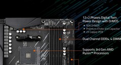 Gigabyte semble avoir redessiné deux de leurs cartes mères B550 sans doubleur de phase dans leur conception VRM. (Source de l'image : Gigaoctet)