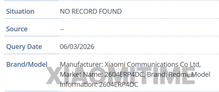 Les listes GSMA de la nouvelle tablette Redmi. 
