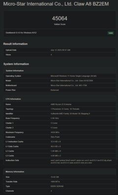 AMD Ryzen Z2 Extreme Geekbench GPU Vulkan (source d'image : Geekbench)