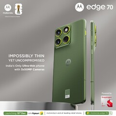 Le Motorola Edge 70 en couleur vert bronze (Image source : Motorola)