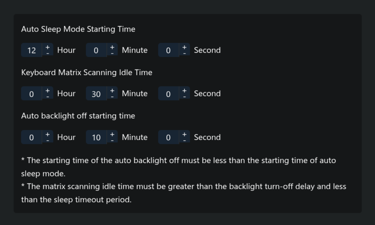 Lemokey L1 HE sleep timers in Keychron Launcher (en anglais)