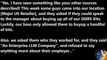 Même la mémoire DDR5 destinée aux joueurs n'est pas à l'abri de l'OpenAI. (Source de l'image : Moore's Law Is Dead)