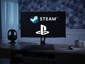 Les logos Steam et PlayStation apparaissent sur l'écran du PC