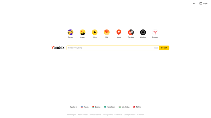 Yandex.com - page d'accueil à partir de février 2023 (Image source : Own)