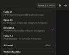 Capture d’écran du sélecteur de modèles de Claude.ai avec Sonnet 5.5 sélectionné