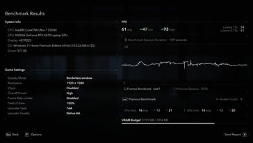 FHD High native : 61 images par seconde et nombre de bégaiements de 0