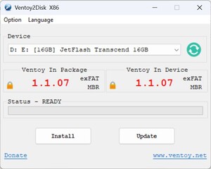 Démarrez Ventoy - choisissez stick - install